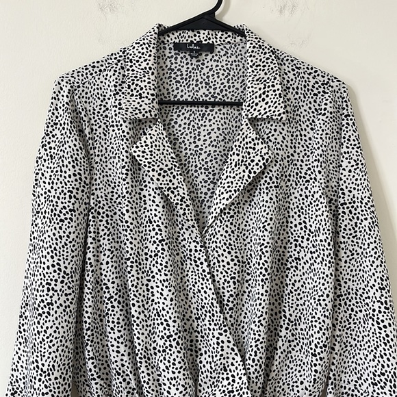 Lulus Always Lovely Ivory And Black Print Long Sleeve Bodysuit Size Small - Picture 4 of 14